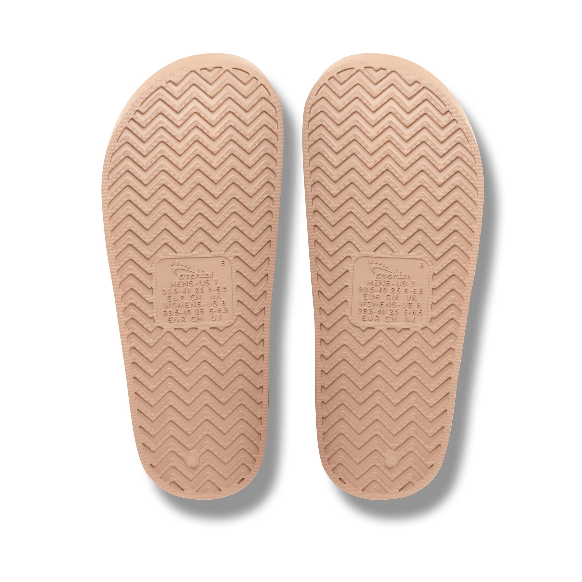 Archies Arch Support Slides Classic Unisex Tan Waterproof Arch Support Slider Sandals