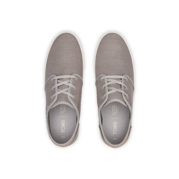 Toms Carlo 10013285 Mens Drizzle Grey Textile Vegan Lace Up Shoes-elevate your sole
