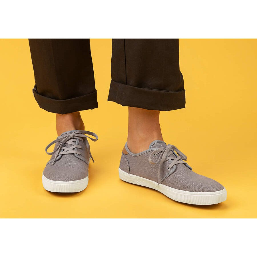 Toms Carlo 10013285 Mens Drizzle Grey Textile Vegan Lace Up Shoes-elevate your sole