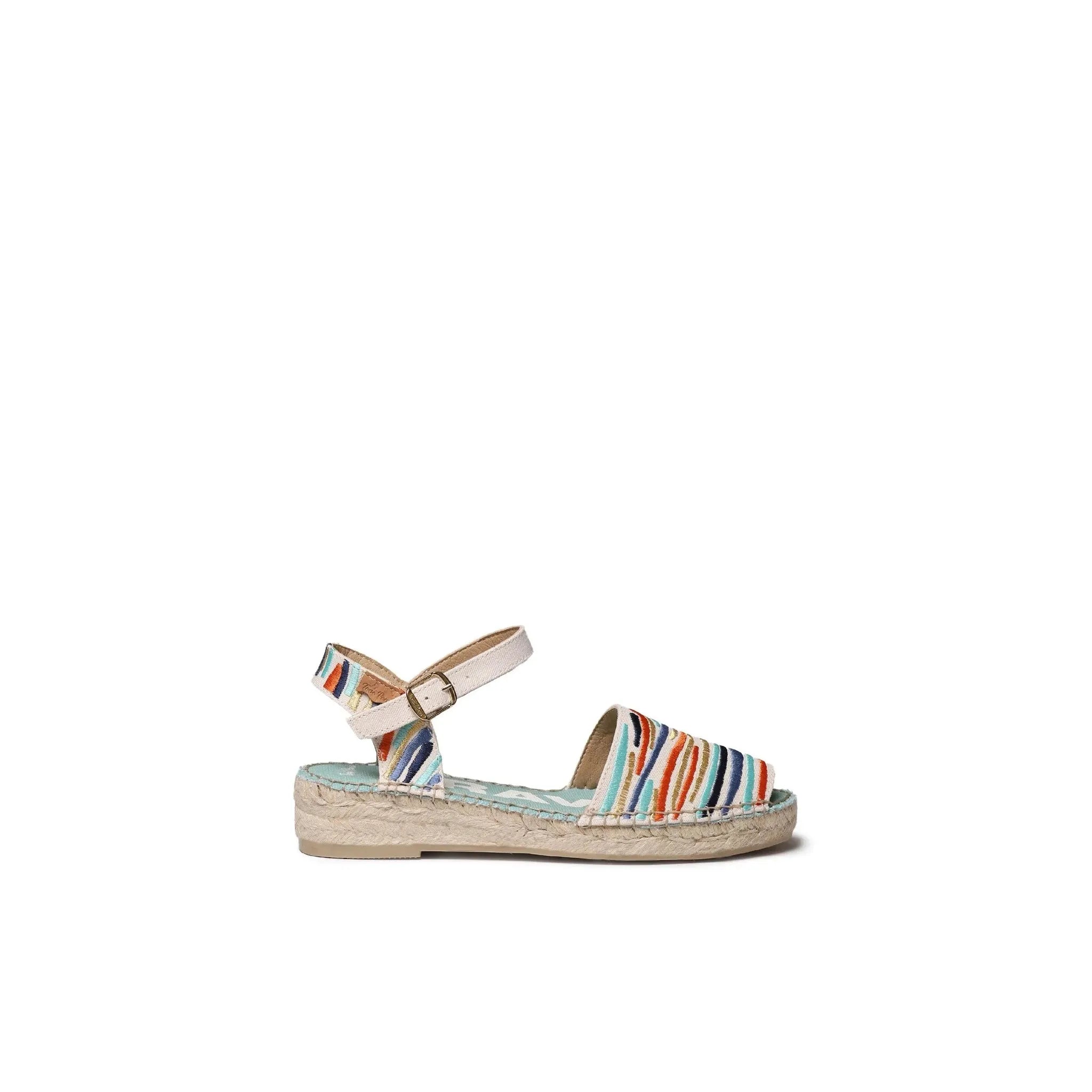 Toni Pons Garbet women's multicolor textile buckle sandals with platform sole and open toe design.