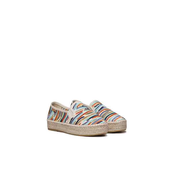 Toni Pons Pola Ona women's multi-textile elasticated espadrille shoes with colorful striped design.
