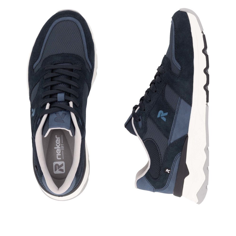 Rieker U0905-14 Mens Black Textile Lace Up Trainers