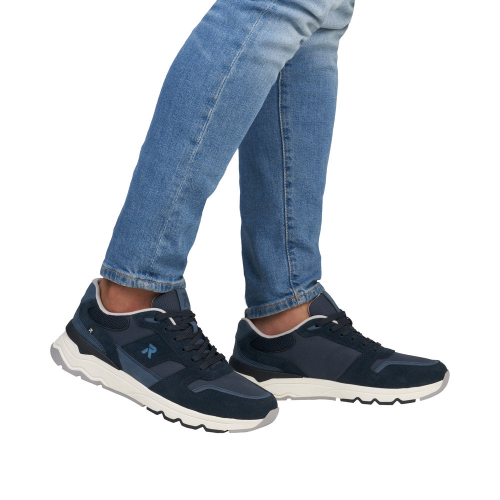 Rieker U0905-14 Mens Black Textile Lace Up Trainers