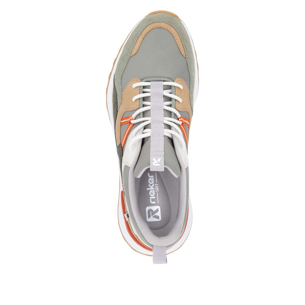 Rieker U1301-52 Mens Green Textile Lace Up Trainers