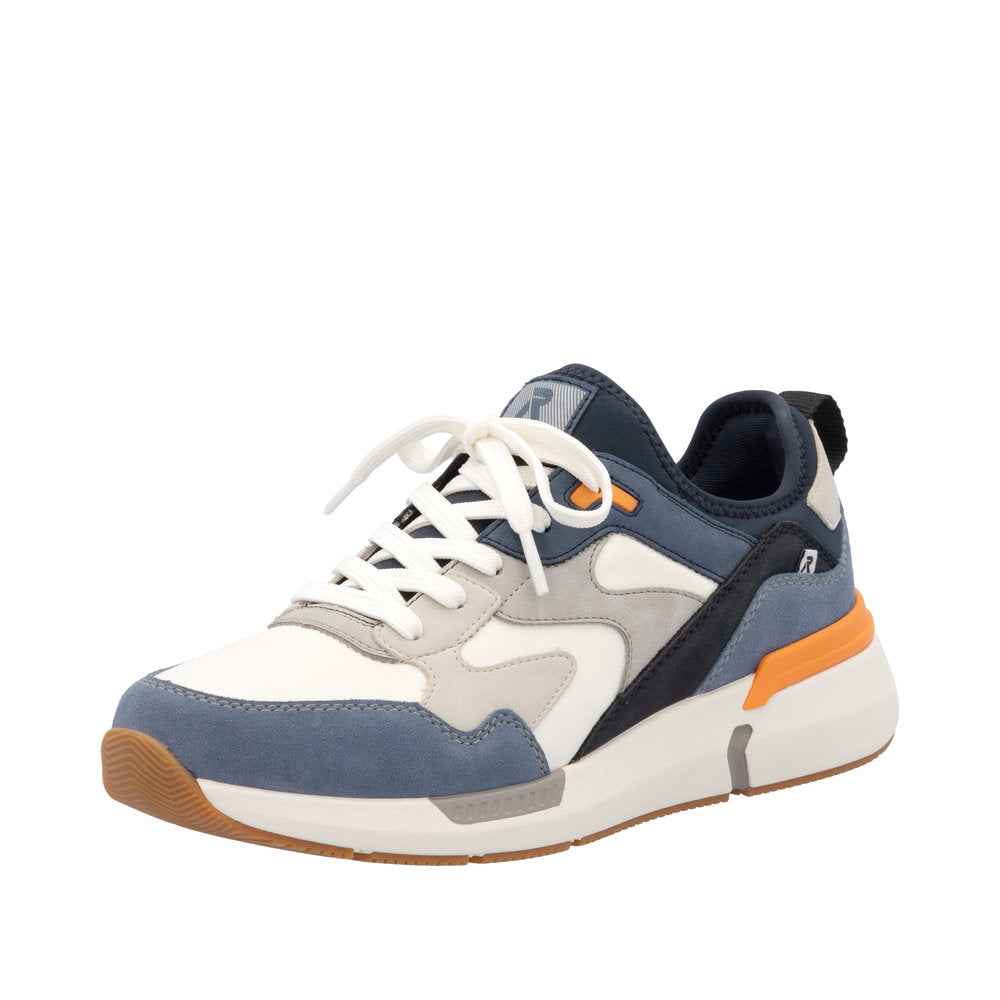 Rieker U1403-14 Mens Blue Synthetic Leather Lace Up Trainers