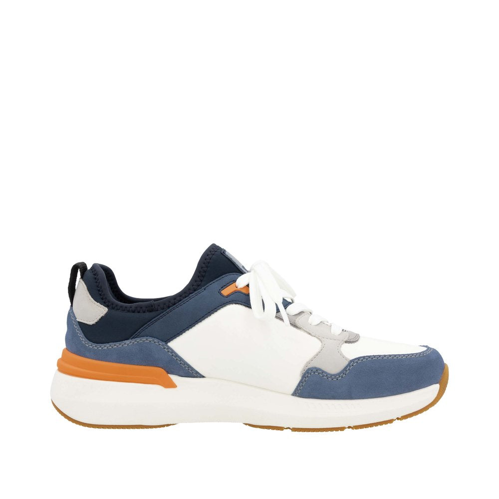 Rieker U1403-14 Mens Blue Synthetic Leather Lace Up Trainers