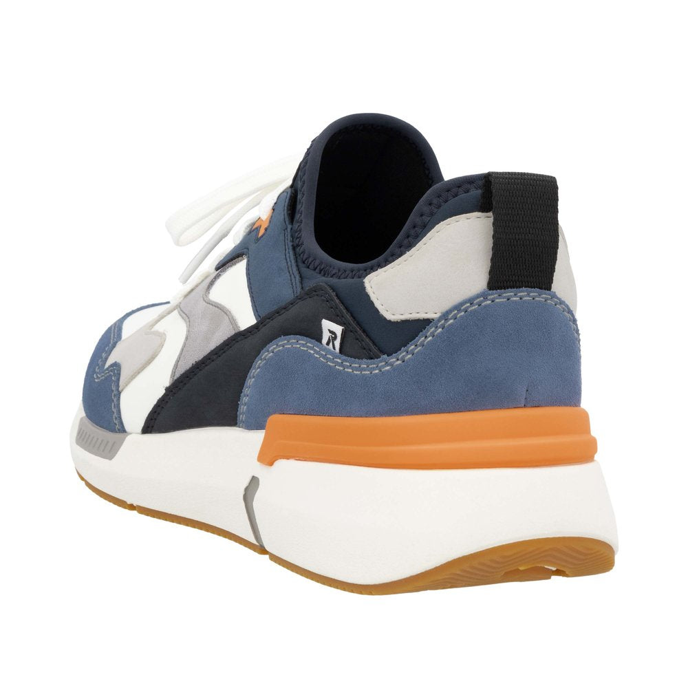 Rieker U1403-14 Mens Blue Synthetic Leather Lace Up Trainers