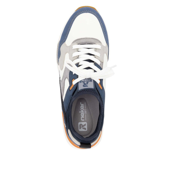 Rieker U1403-14 Mens Blue Synthetic Leather Lace Up Trainers