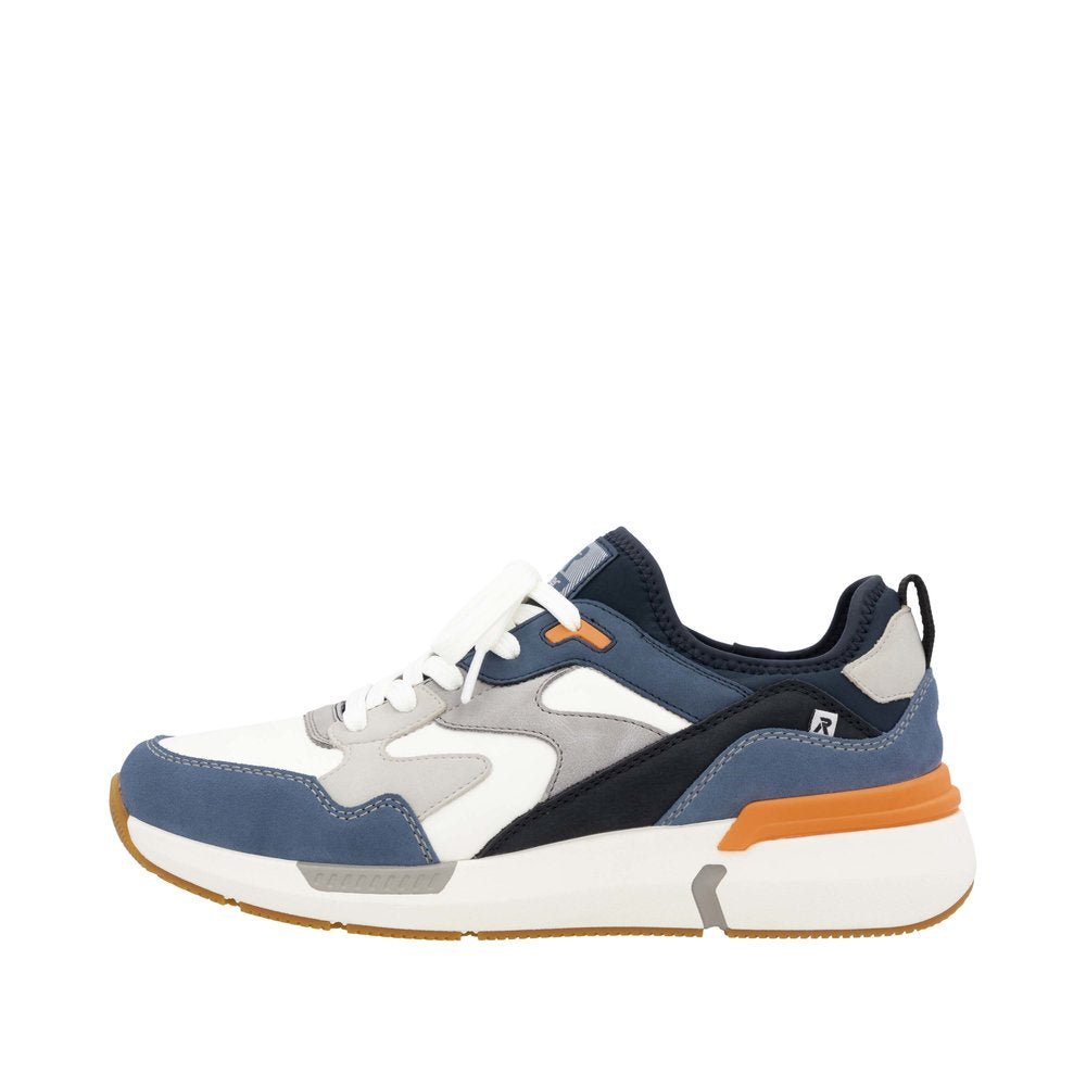 Rieker U1403-14 Mens Blue Synthetic Leather Lace Up Trainers