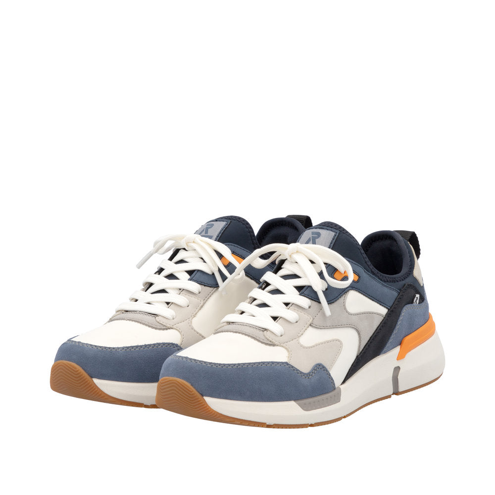 Rieker U1403-14 Mens Blue Synthetic Leather Lace Up Trainers
