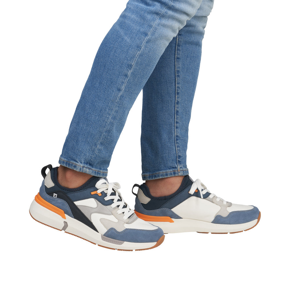 Rieker U1403-14 Mens Blue Synthetic Leather Lace Up Trainers
