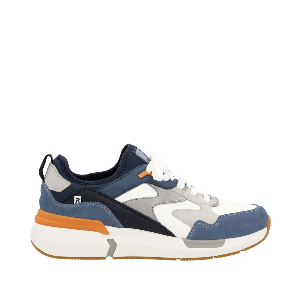 Rieker U1403-14 Mens Blue Synthetic Leather Lace Up Trainers