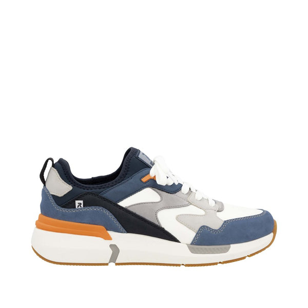 Rieker U1403-14 Mens Blue Synthetic Leather Lace Up Trainers