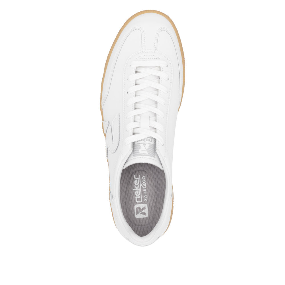 Rieker U2200-80 Mens White Leather Lace Up Trainers