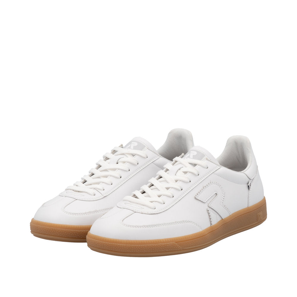 Rieker U2200-80 Mens White Leather Lace Up Trainers