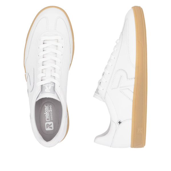 Rieker U2200-80 Mens White Leather Lace Up Trainers