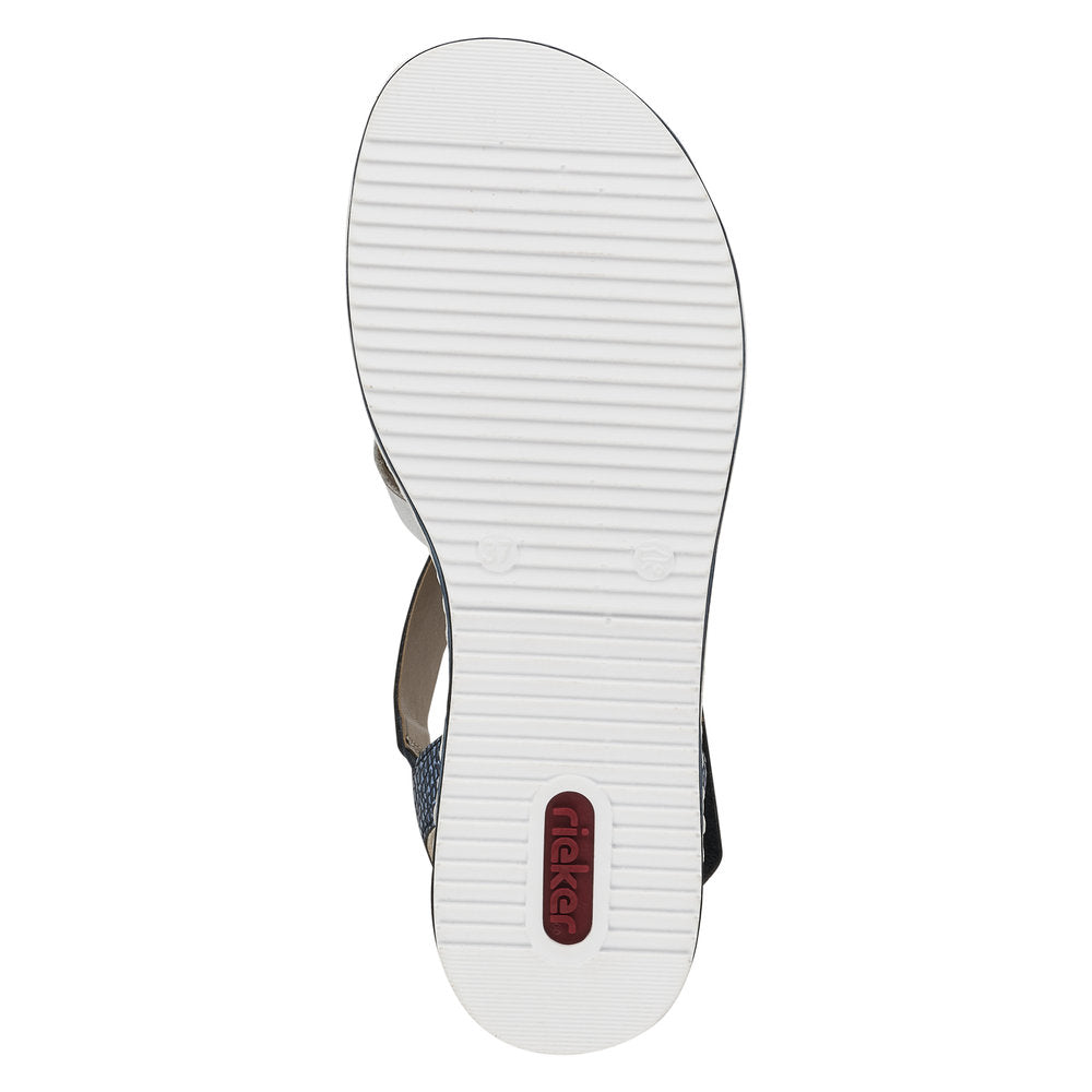 Rieker V3663-14 Ladies Blue Synthetic Leather Touch Fastening Sandals