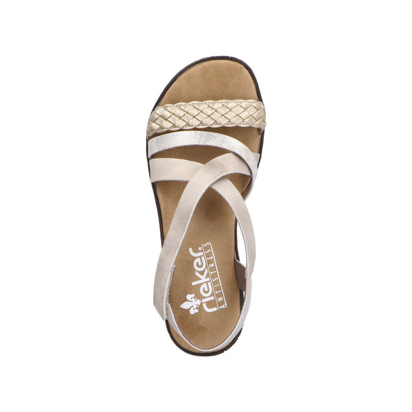Rieker V3663-90 Ladies Metallic Touch Fastening Sandals