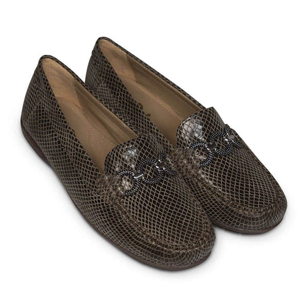 Van Dal Bliss 3300 6825 Ladies Leaf Python Leather Slip On Loafers-elevate your sole