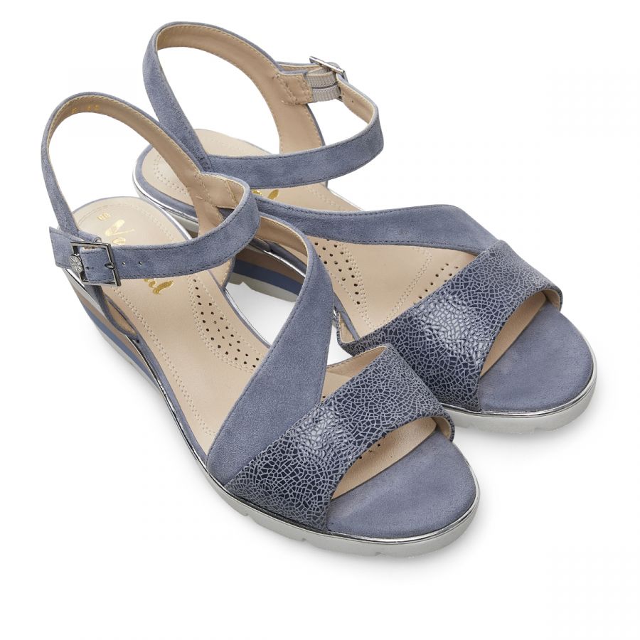 Van Dal Chennai X Ladies Antique Blue Suede Wedge Dressy Sandals-elevate your sole