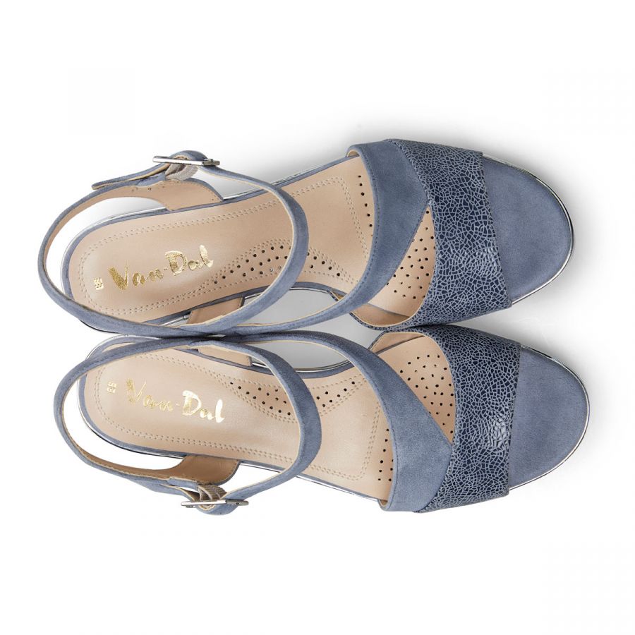 Van Dal Chennai X Ladies Antique Blue Suede Wedge Dressy Sandals-elevate your sole