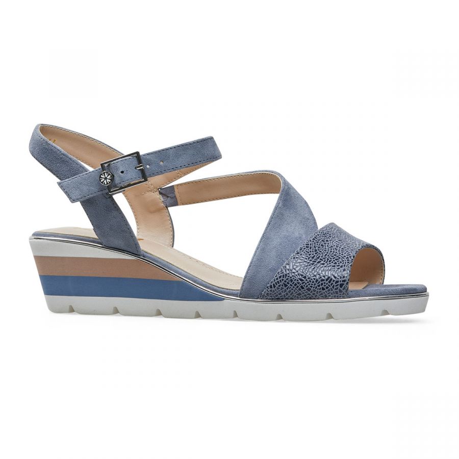 Van Dal Chennai X Ladies Antique Blue Suede Wedge Dressy Sandals-elevate your sole