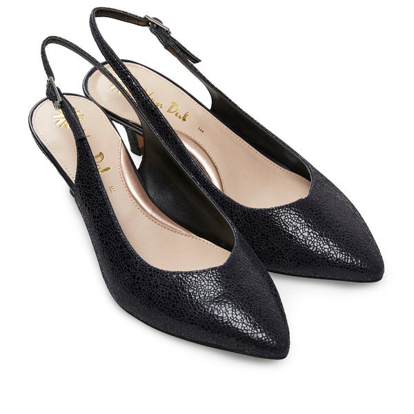 Van Dal Dene 3142 Ladies 4105 Midnight Feature Crackle Print Slingback Court Shoes - elevate your sole