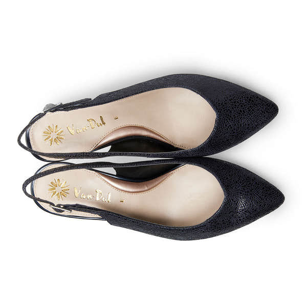 Van Dal Dene 3142 Ladies 4105 Midnight Feature Crackle Print Slingback Court Shoes - elevate your sole