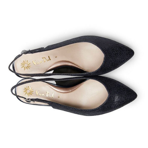 Van Dal Dene 3142 Ladies 4105 Midnight Feature Crackle Print Slingback Court Shoes - elevate your sole