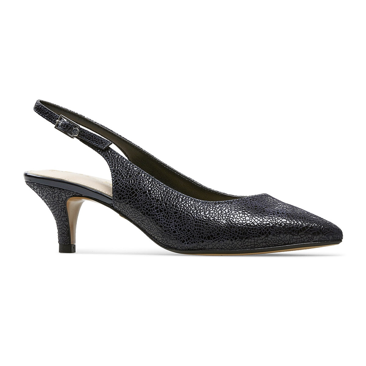 Van Dal Dene 3142 Ladies 4105 Midnight Feature Crackle Print Slingback Court Shoes - elevate your sole