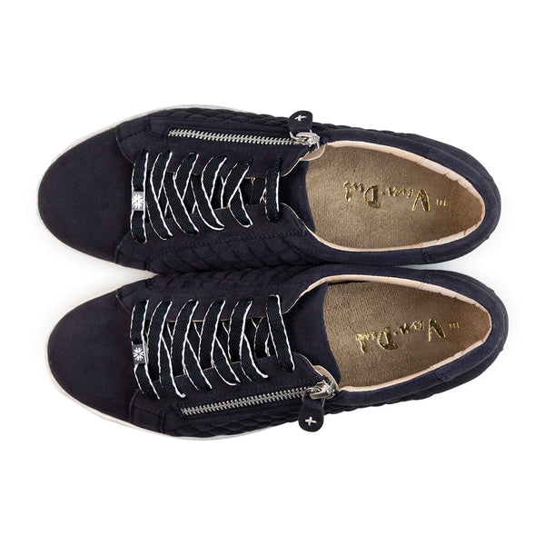 Van Dal Detroit II 3334 4102 Ladies Midnight Suede Zip & Lace Trainers-elevate your sole
