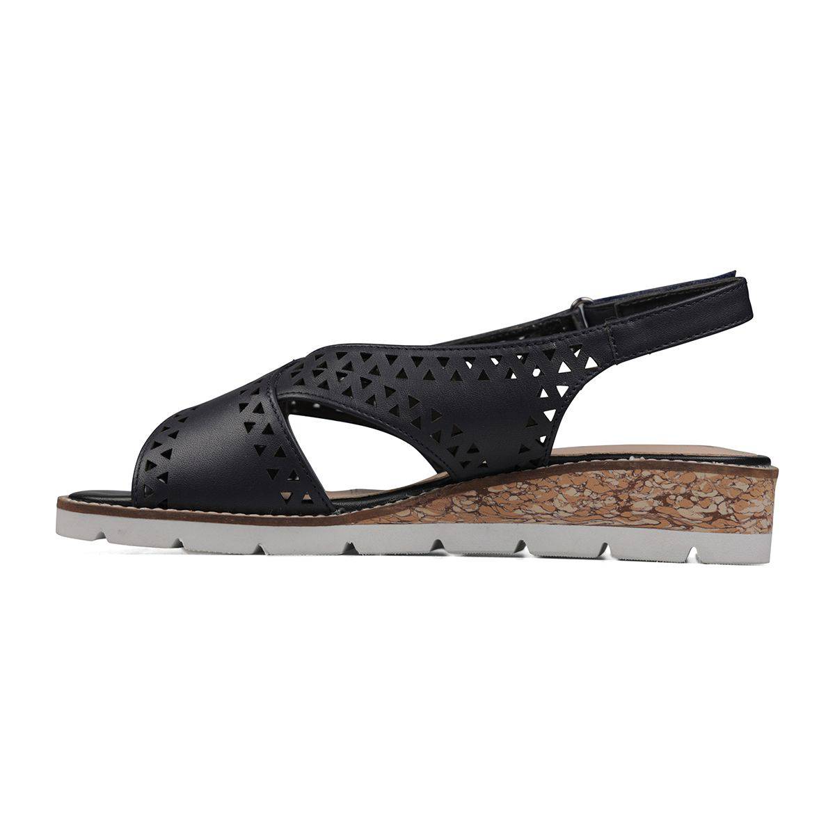 Van Dal Elan 2 3551 ladies 4101 Midnight Perforated Open Toe Slingback Wedge Sandals-elevate your sole