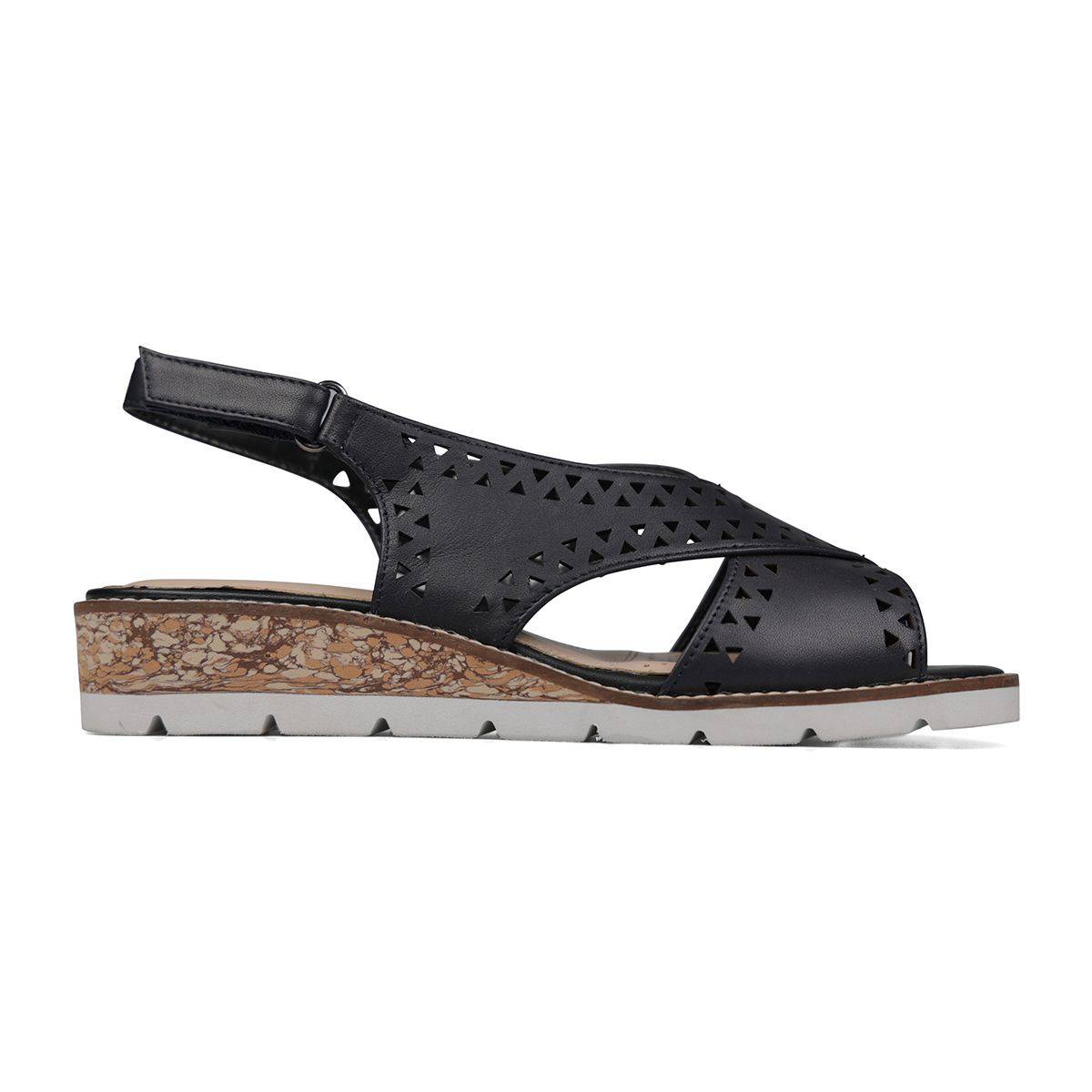 Van Dal Elan 2 3551 ladies 4101 Midnight Perforated Open Toe Slingback Wedge Sandals-elevate your sole