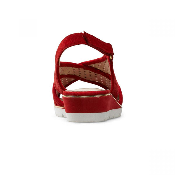 Van Dal Elan Ladies Poppy Red Perforated Suede Slingback Sandals-elevate your sole