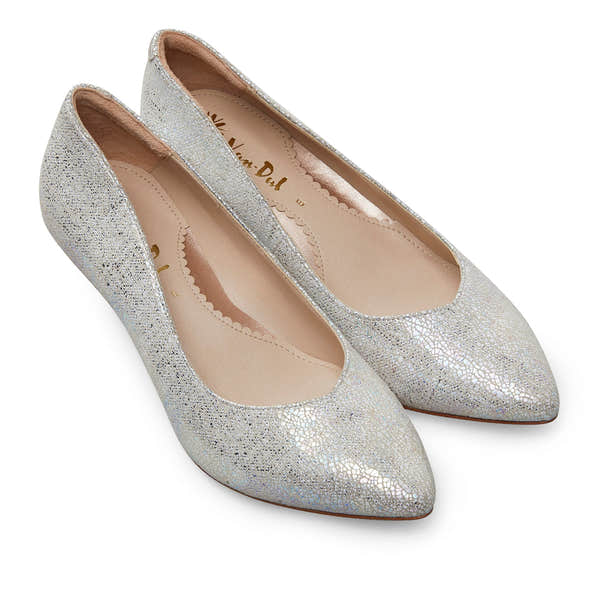 Van Dal Gina Ladies White Feature Print Kitten Heel Court Shoes - elevate your sole