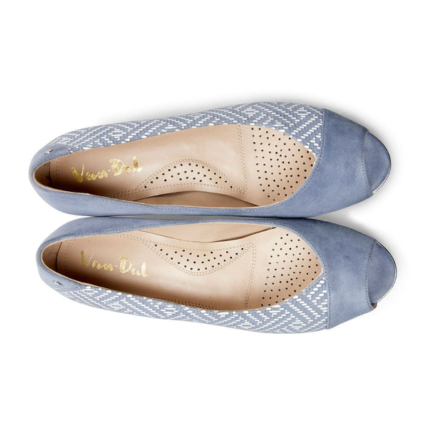 Van Dal Lime Ladies Antique Blue Suede Peep Toe Wedge Shoe-elevate your sole