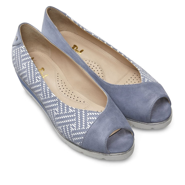 Van Dal Lime Ladies Antique Blue Suede Peep Toe Wedge Shoe-elevate your sole