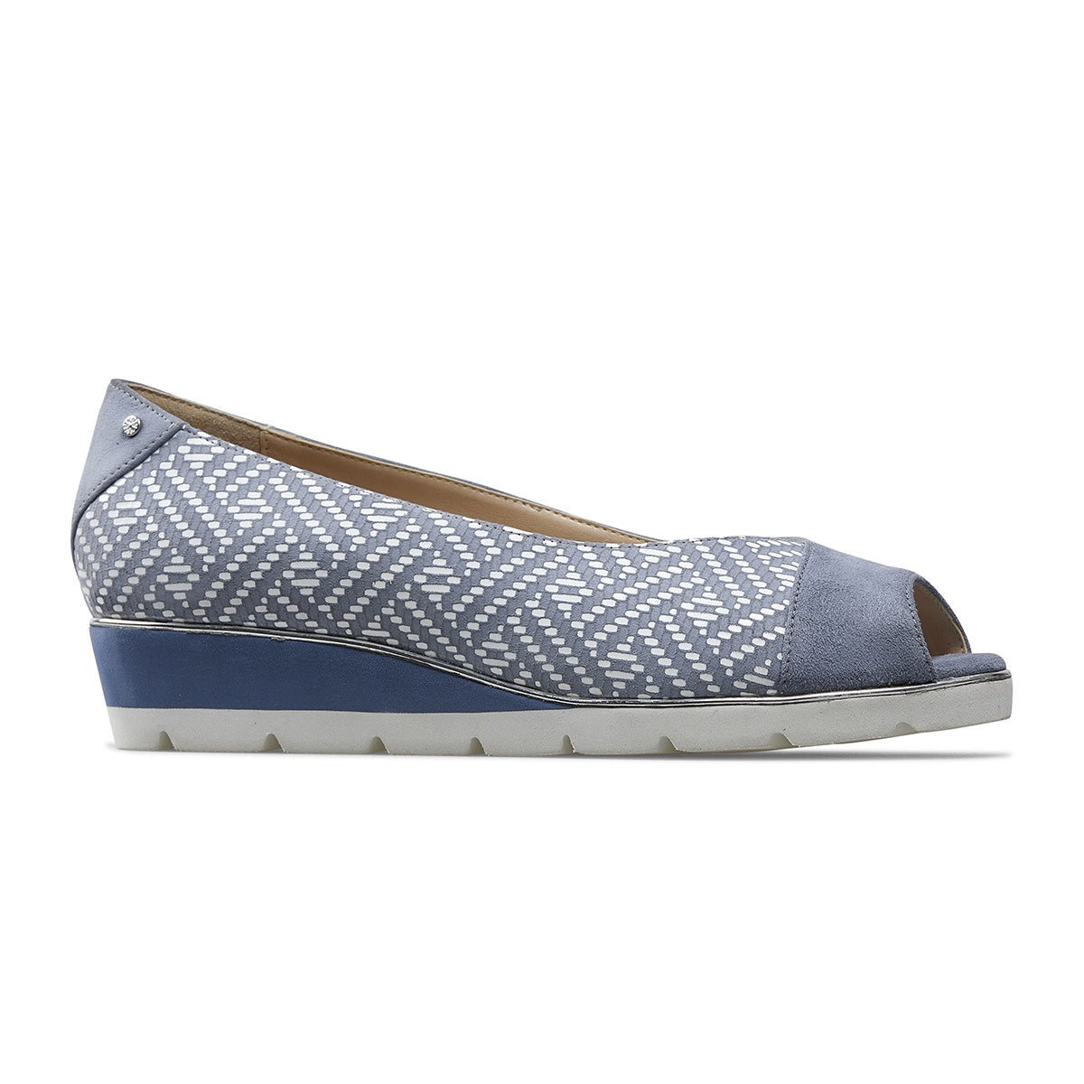Van Dal Lime Ladies Antique Blue Suede Peep Toe Wedge Shoe-elevate your sole