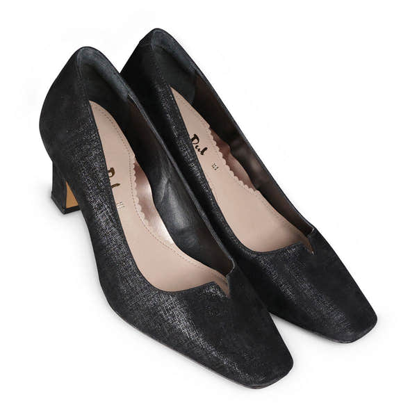 Van Dal Ophelia 3011 1035 Ladies Black Linen Print Leather Slip On Heels-elevate your sole