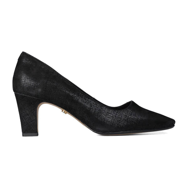 Van Dal Ophelia 3011 1035 Ladies Black Linen Print Leather Slip On Heels-elevate your sole