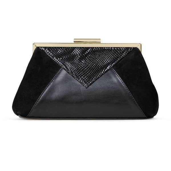 Van Dal Patchwork 3190 Ladies 1001 Black Leather Feature Clutch Bag - elevate your sole