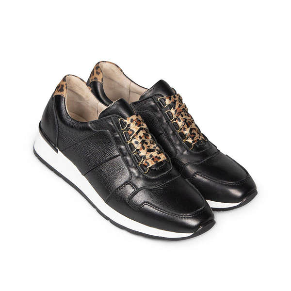 Van Dal Reydon 3317 1001 Ladies Black Leather Lace Up Trainers-elevate your sole