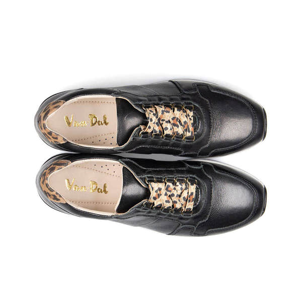 Van Dal Reydon 3317 1001 Ladies Black Leather Lace Up Trainers-elevate your sole