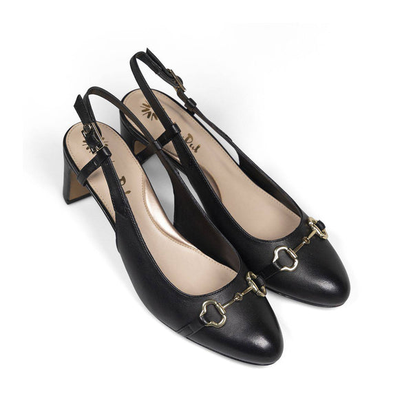 Van Dal Saskia 3369 1001 Ladies Black Leather Buckle Heels-elevate your sole
