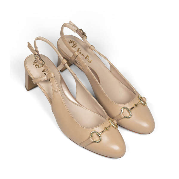 Van Dal Saskia 3369 3001 Ladies Latte Leather Buckle Heels-elevate your sole