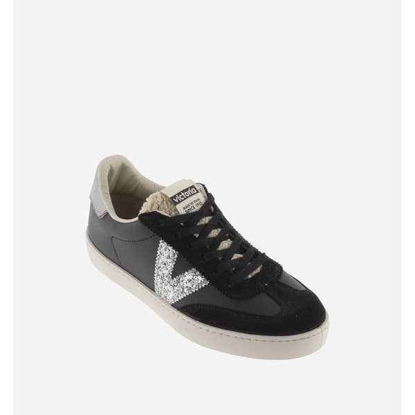 Victoria 1126185 Berlin Ladies Spanish Black Leather Lace Up Trainers-elevate your sole
