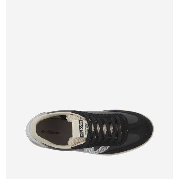 Victoria 1126185 Berlin Ladies Spanish Black Leather Lace Up Trainers-elevate your sole