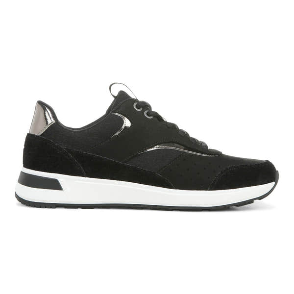Vionic Nova Ladies Black Leather & Textile Lace Up Trainers-elevate your sole