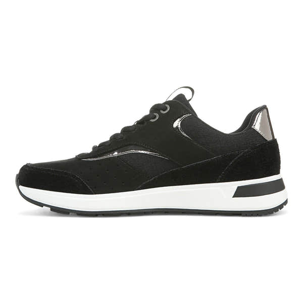 Vionic Nova Ladies Black Leather & Textile Lace Up Trainers-elevate your sole