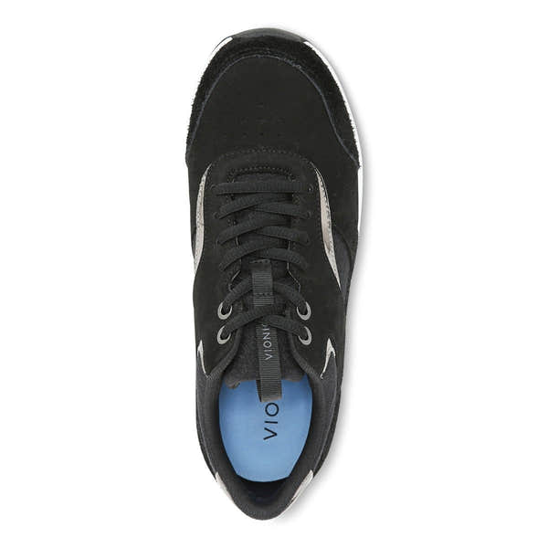 Vionic Nova Ladies Black Leather & Textile Lace Up Trainers-elevate your sole